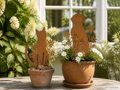 Deko Gartenstecker Hund und Katze