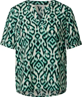 Produktbild von Street One Kurzarm-Bluse 'Gemustete Bluse', A345540, hunter green, Gr. 36