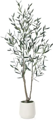 Immagine prodotto di Piante artificiali bianche, 150 cm, in plastica, per soggiorno, camera da letto, ufficio, decorazione (1 pezzo)