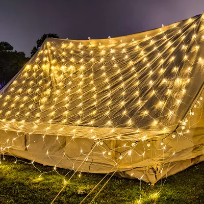 Immagine prodotto di SWANEW LED luci fiabesche luci di Natale stringa luci di Natale tenda decorazione interna esterna luci di Natale 8 modalità IP44 bianco caldo 2x2M