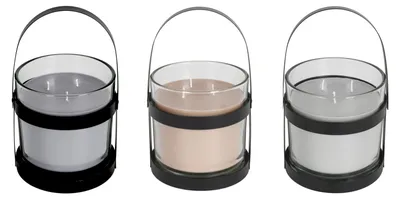 Image de Photophore en verre Cire parfumée Support métallique noir Bougeoir Déco
