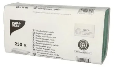 Produktbild von Blatt Handtuchpapier V-Falz 23 cm x 25 cm grün Zick Zack, 1-lagig