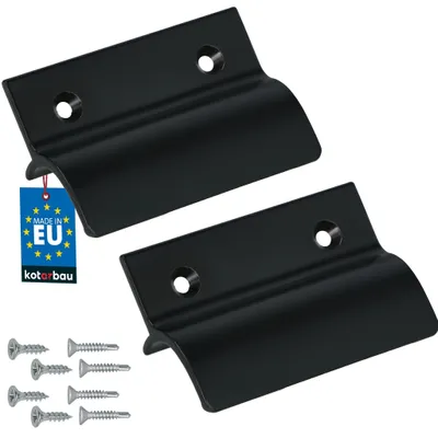 Immagine prodotto di KOTARBAU® 2 Pezzi Maniglia Esterna per Porta del Balcone 65 x 45 mm in Alluminio Maniglia Porta Finestra con Ponte Avvitabile Nero