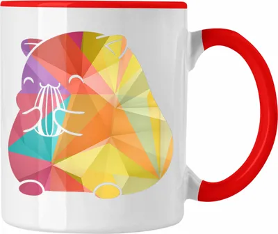 Produktbild von Trendation - Hamster Tasse Polygon Geometrisch Grafik Geschenk für Hamster Liebahber (Rot)
