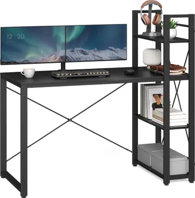 Produktbild von VASAGLE Schreibtisch Computertisch mit Regalböden 120cm Schwarz
