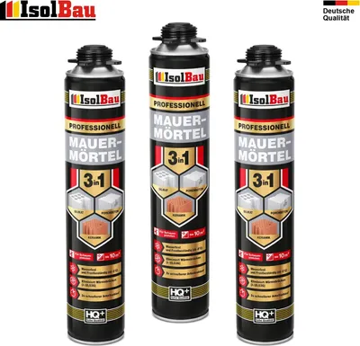 Produktbild von Mauermörtel Pistolenschaum Montageschaum PolyurethanMauermörtel Klebeschaum 3 x 750ml