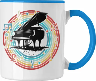 Produktbild von Trendation - Piano-Spieler Tasse Geschenk Klavier Kaffee-Becher Geschenkidee Flügel Musiker (Blau)