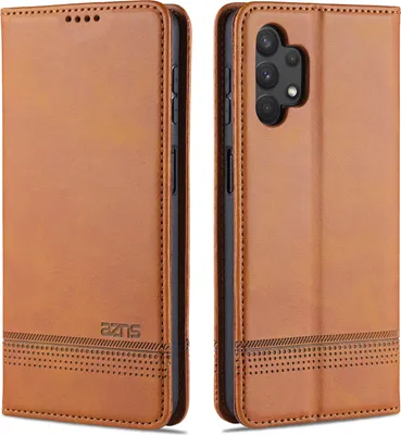 Image de Etui Samsung A32 5G, portefeuille avec fermeture magnétique et support, étui en cuir pour Samsung Galaxy A32 5G Marron