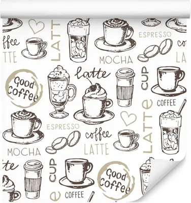 Immagine prodotto di 10m VLIES WALLPAPER rotolo sala da pranzo caffè in grani tazze tazzine XXL