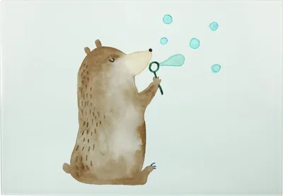 Produktbild von Mr. & Mrs. Panda Servierplatte Bär Seifenblasen - Weiß - Geschenk, Hackbrett, Schneidplatte, Glas Schneideplatte, Lustig Sein Glücklich Traurig Happy, Schneidebrett