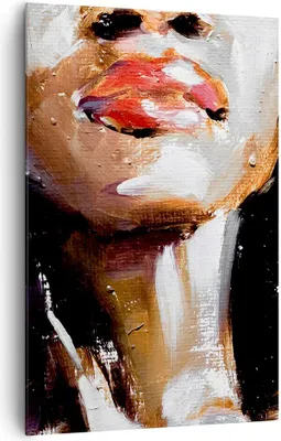 Produktbild von Bild auf Leinwand - Leinwandbild - Einteilig - Öl Mund Frau - 80x120cm - Wand Bild - Wanddeko - Wandbilder - Leinwanddruck - Kunstdruck - Wanddekoration - Leinwand bilder - Wandbild - PA80x120-4724