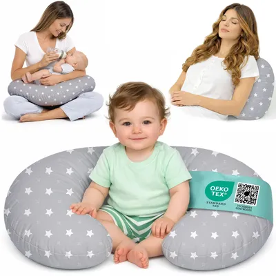 Produktbild von Ergonomisches Stillkissen – Kompaktes Stillkissen – Weiche Füllung – Rückenstütze – Multifunktionales Kissen – 100% Baumwolle – Babykissen