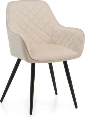 Produktbild von NEW HOME Stuhl COLIN gespolsterter Esszimmerstuhl Wohnzimmerstuhl mit Steppung - beige - moderne Samt Velours Möbel