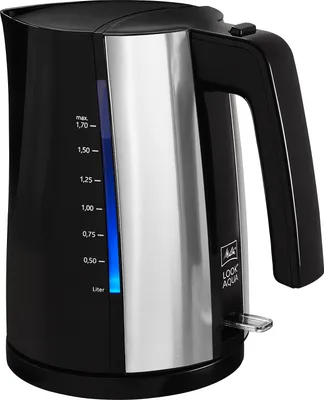 Produktbild von Melitta Look Aqua, 1,7 l, 2400 W, Schwarz, Edelstahl, Edelstahl, Wasserstandsanzeige, Überhitzungsschutz