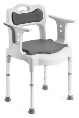 Produktbild von Dusch- und Toilettenstuhl – Höhenverstellbar mit abnehmbarer Rückenlehne und Armlehnen