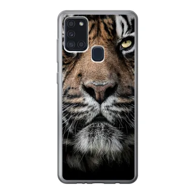 Produktbild von MuchoWow® Handyhülle Schutzhülle Hülle für Samsung Galaxy A21s Tiger - Nahaufnahme - Tier Silikon Softcase Handy Hülle - Hartschale