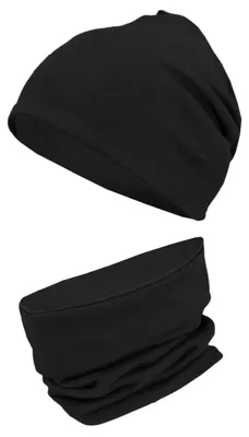 Produktbild von TupTam Uni Kinder Beanie Mütze Schlauchschal Set, Farbe: Schwarz, Größe: 52-54