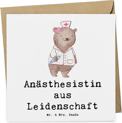 Produktbild von Mr. & Mrs. Panda Grußkarte Anästhesistin Leidenschaft - Weiß - Geschenk, anlasskarte, Krankenhaus, Glückwunschkarte, doppelkarte, faltkarte, Studium, Klappkarte, Jubiläum