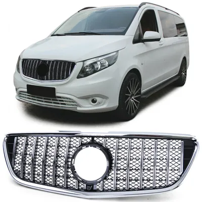 Sport Kühlergrill Schwarz Glanz Chrom passt für Mercedes Vito W447 2014-2019 – Produktansicht