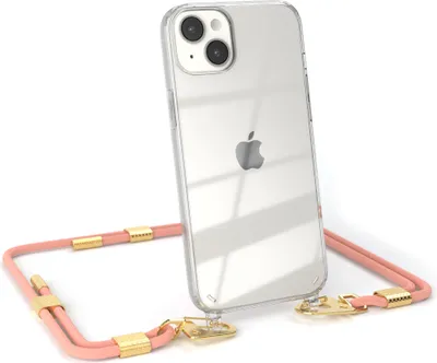 Produktbild von EAZY CASE Handykette für Apple iPhone 14 Plus, Transparente Silikonhülle mit Band, Clear Case, abnehmbar in  Rosa