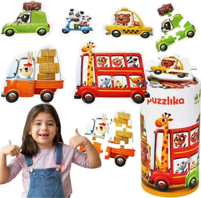 Zdjęcie produktu dla Puzzle Samochody 20 Elementów Pięć Obrazków Pojazdy Zestaw Układanka