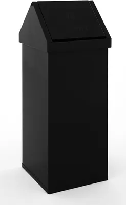 Produktbild von Eckiger Aluminium Abfallbehälter Haiti mit Swingdeckel | 110 Liter, HxBxT 100x36x36cm | Schwarz