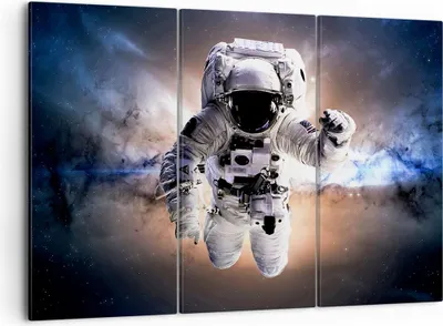 Produktbild von Bild auf Leinwand - Leinwandbild - Astronaut Erde Raum - 105x70cm - Wand Bild - Wanddeko - Leinwanddruck - Bilder - Kunstdruck - Wanddekoration - Leinwand bilder - Wandkunst - CE105x70-2848