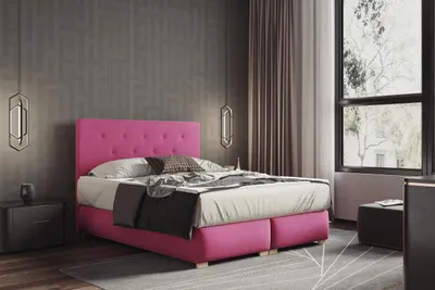 Produktbild von LUPIN Boxspringbett 140 x 200 Rosa Polsterbett H3 Matratze mit Topper