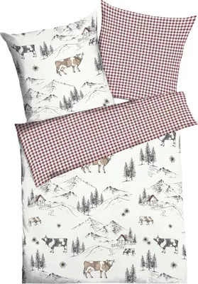 Produktbild von Kaeppel Wendebettwäsche Allgäu" rot 1x 155x220 cm + 1x 80x80 cm"
