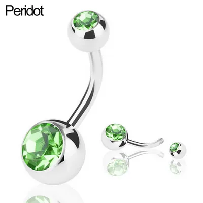 Produktbild von Edelstahl-Bauchnabelring, Strass-Bauchnabelring, Piercing-Schmuck-Schwarz