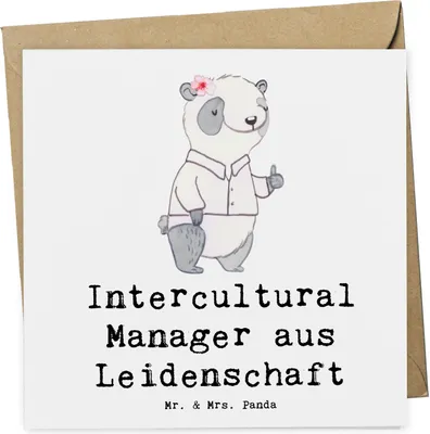 Produktbild von Mr. & Mrs. Panda Grußkarte Intercultural Manager Leidenschaft - Weiß - Geschenk, Glückwunschkarte, anlasskarte, faltkarte, doppelkarte, Klappkarte