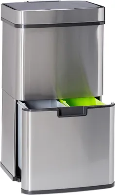 Produktbild von Relaxdays Systém na separovanie odpadu 3-násobný pohybový senzor 60 l výsuvný nerezový HBT - praktický moderný štýlový veľký;rrr