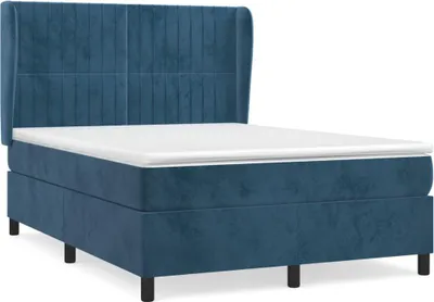 Obrázek produktu pro vidaXL Postel Boxspring s matrací Dark Blue 140x190 cm Velvet