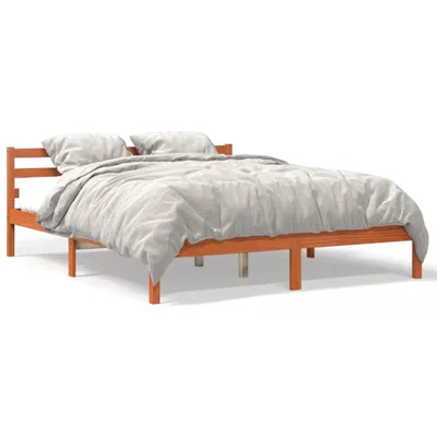 Produktbild von vidaXL Massivholzbett ohne Matratze Wachsbraun 160x200 Kiefernholz