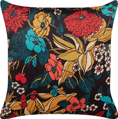 Zdjęcie produktu dla BELIANI Poduszka dekoracyjna wielokolorowa welurowa 45 x 45 cm wzór w kwiaty dodatek boho