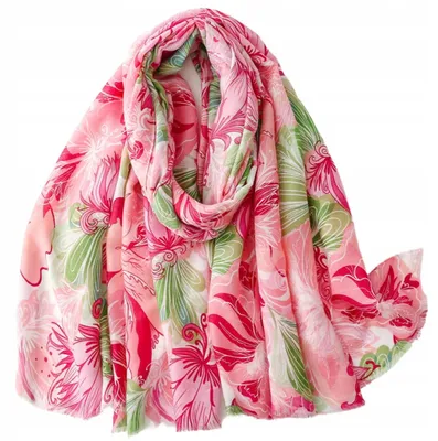 Produktbild von Kamea Blumen Schal 100% Viskose Rosa-Grün 180x90 cm