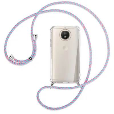 Produktbild von Handykette Backcover-Schutzhülle mit Band (Metall silberfarben) für Motorola Moto G5S - pink/mint