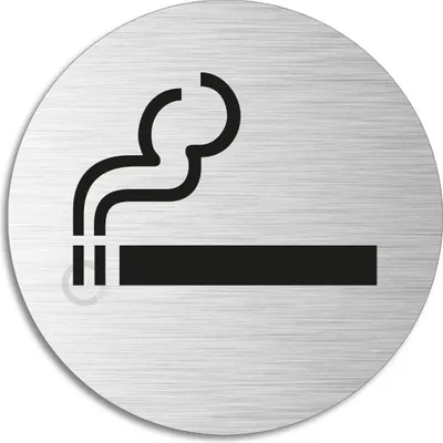 Produktbild von Schild - Raucherraum | Türschild aus Aluminium | Edelstahloptik selbstklebend  Ø 75 mm