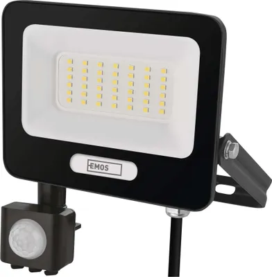 LED reflektor GLARO s pohybovým čidlem, 30 W, černý, IP54, 3000 lm, neutrální bílá