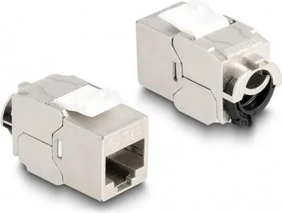 Produktbild von Delock Keystone Modul RJ45 Buchse zu LSA Cat.6A STP mit Verschlussclip und kabelbinderfrei