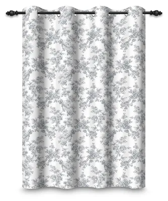 Verdunkelungsvorhang 107x160 cm, Blumen, Grau, Ösen, Thermo