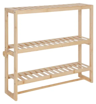 Produktbild von Elzusha – Bambus-Wandregal mit Handtuchhalter und 2 Haken, 54 x 60 x 15 cm