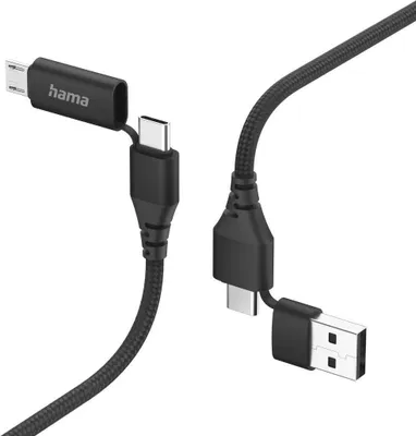 Image de Cble chrg multi. 4 en 1, USB-C et USB-A - USB-C et micro-USB,1,5m, nr