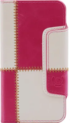 Produktbild von Samsung Galaxy S5 SV G900F / G900H Numia Bookstyle Nahtmuster Pink-Weiss