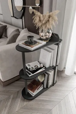 Produktbild von Skye Decor, Hochwertiger Beistelltisch, Schwarz, 24 x 82 x 8 cm | 100% MDF, Komprimierte Kraftbeine | Moderner, industrieller Stil für Ihr Zuhause oder Büro, Elegant und Funktional.