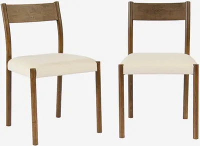 Immagine prodotto di Set 2 sedie bohemien in legno di hevea e tessuto simple, Noce