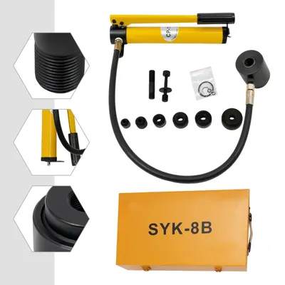 Produktbild von Hydraulisches Lochstanzwerkzeug - 8 Tonnen - 6 Stanzmatrizen - Handgeführt - Manuell - Für Stahlblech - Kompakt
