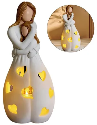 Produktbild von Geschenk für Mama von Tochter, Muttertagsgeschenk LED Kerzenhalter Figur, flackerndes Licht, Deko mit Karte, Geburtstagsgeschenk Mama