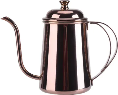 Image de 650ML Bouilloire à col de cygne en acier inoxydable pour café, thé et infusion à domicile Rose Gold