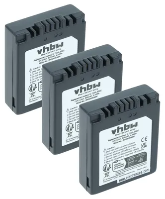 Produktbild von vhbw 3x Akku kompatibel mit Panasonic Lumix DMC-FZ4, DMC-FZ5, DMC-FZ3, DMC-FZ20 Kamera (550 mAh, 7,2 V, Li-Ion)